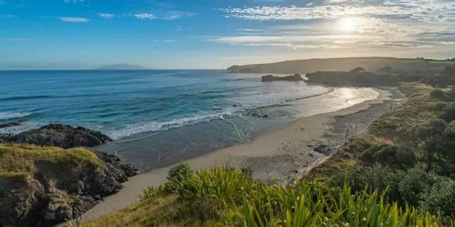 Coastline and beach in evening light